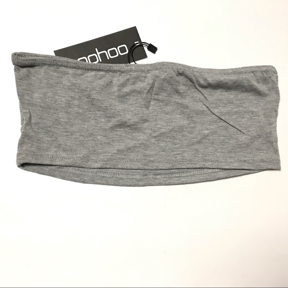 Boohoo Tall Sofia Basic Cropped Bandeau Gray 4 - Picture 3 of 7